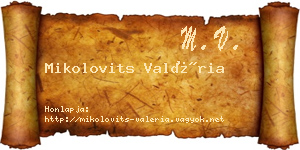 Mikolovits Valéria névjegykártya
